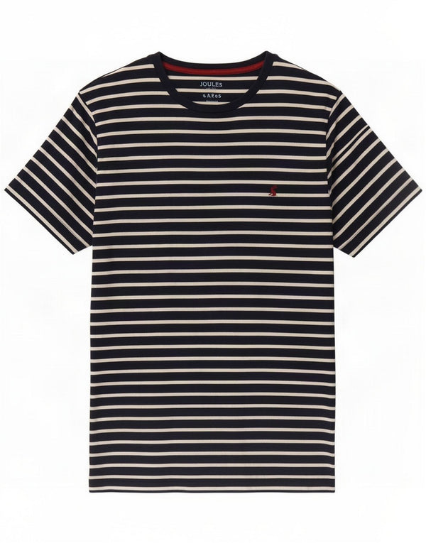Joules T-shirt da donna Top UK 16 Large Blu navy a righe Cotone