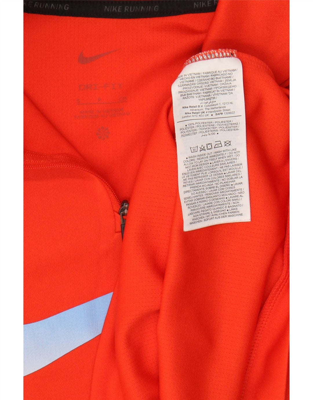 Top della tuta da ginnastica Nike da donna con grafica pullover UK 10 Small arancione poliestere