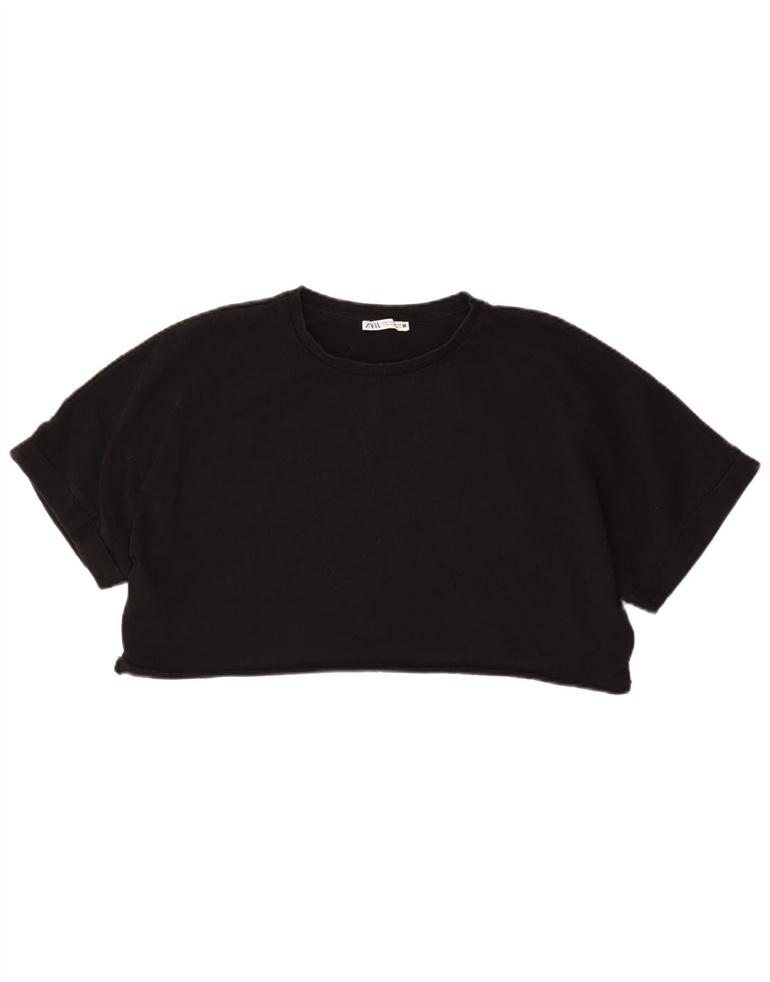 ZARA Womens Oversized Crop T-Shirt Top UK 14 Medium Black