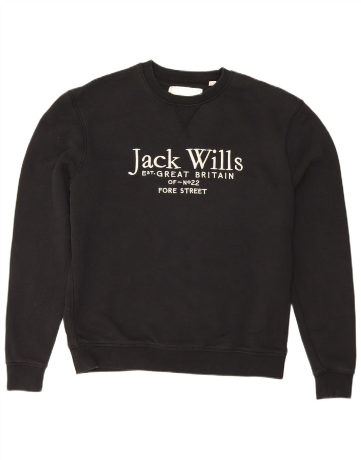 Felpa grafica da uomo Jack Wills Maglione piccolo cotone nero