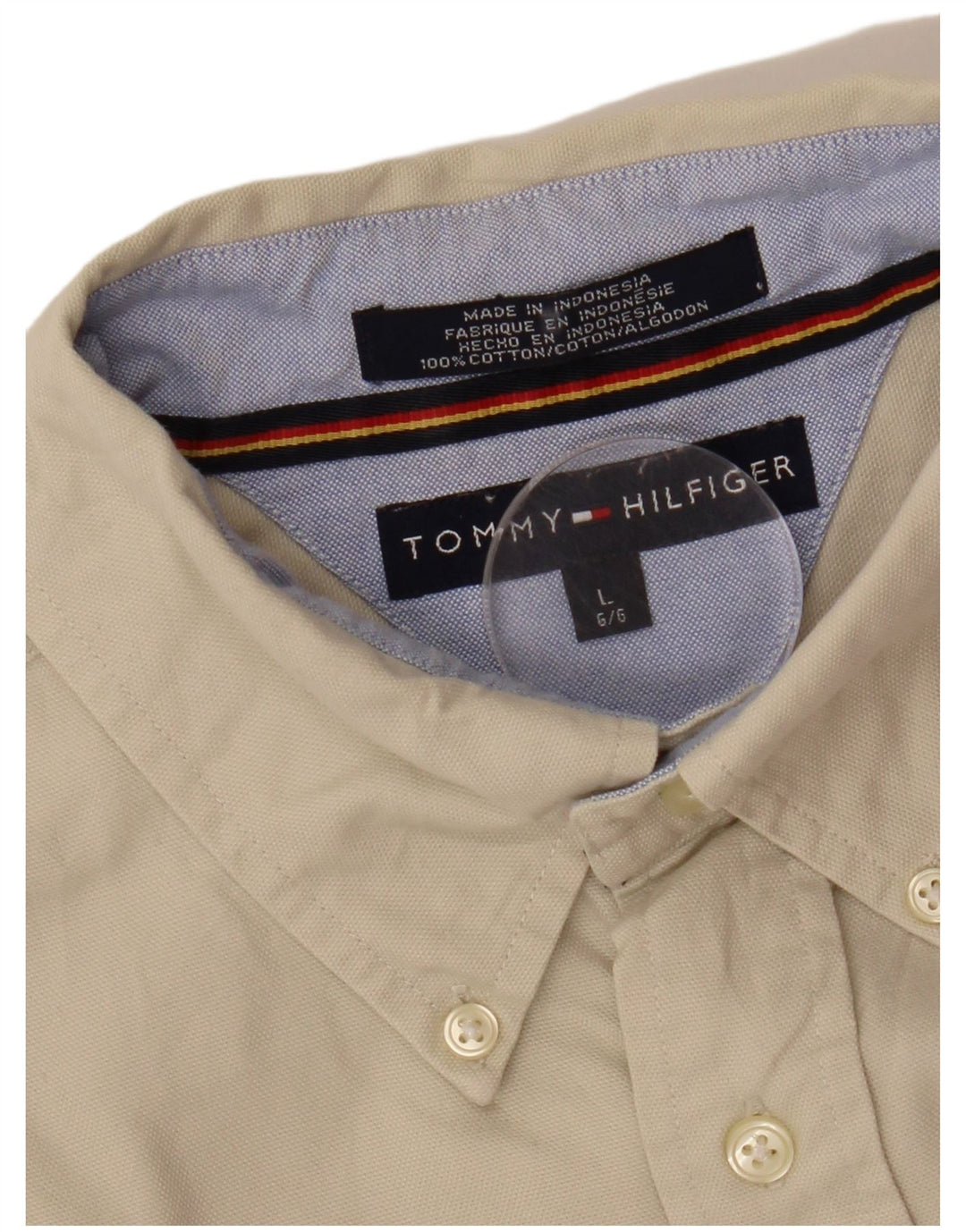 TOMMY HILFIGER Camicia da uomo grande in cotone bianco sporco