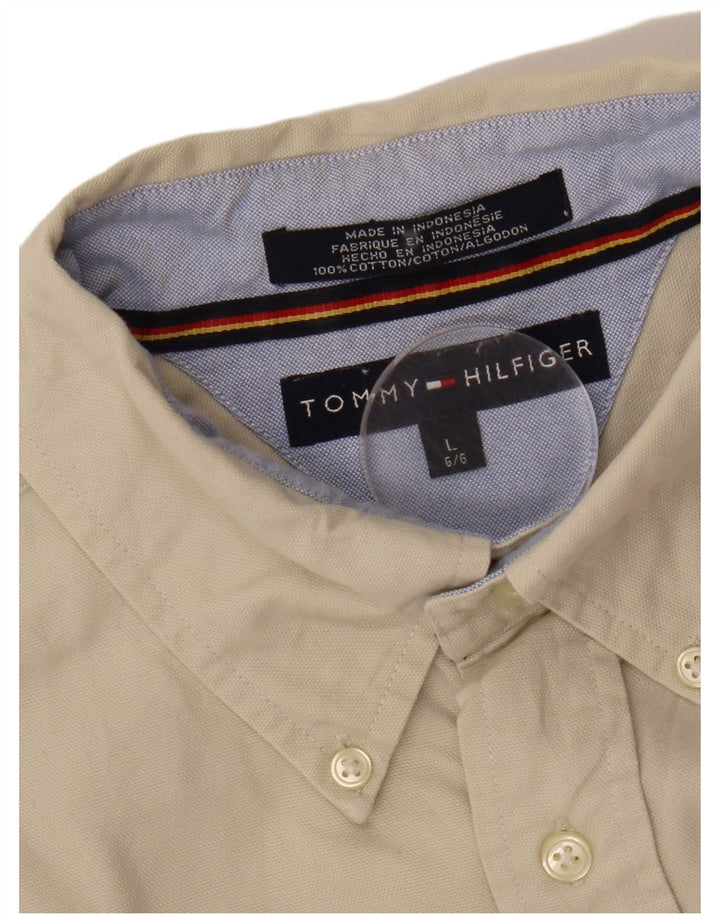 TOMMY HILFIGER Camicia da uomo grande in cotone bianco sporco