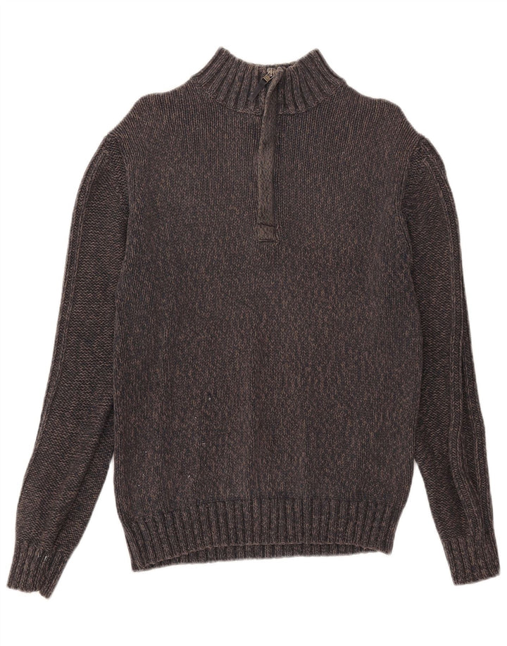 Maglione da uomo Marks & Spencer con zip e collo piccolo in seta screziata blu navy