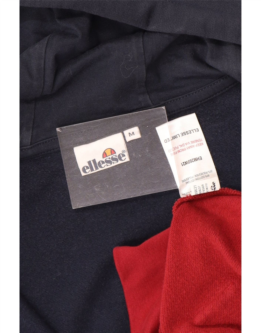 ELLESSE Maglione con cappuccio e zip da uomo in cotone color block rosso medio