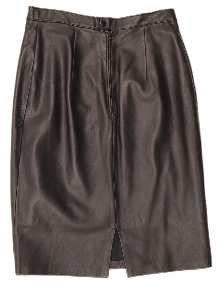 Gonna in pelle vintage da donna W28 media nera
