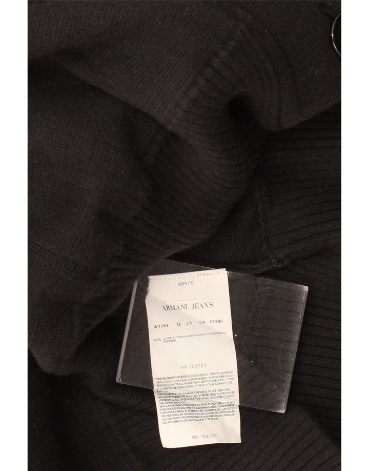 ARMANI JEANS Womens Cardigan Sweater UK 12 Medium Black Cotton