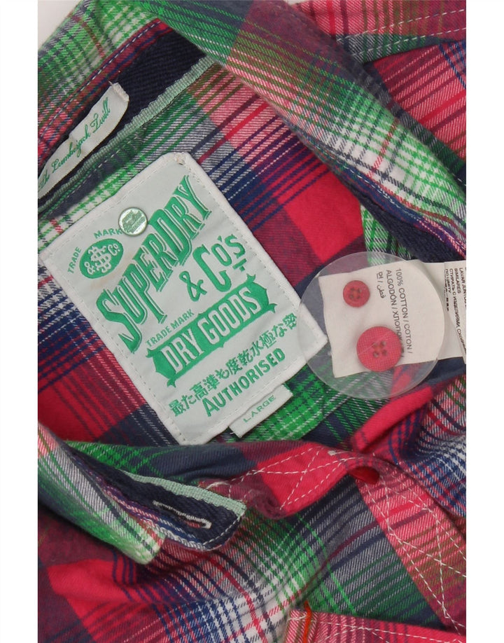 Camicia da donna Superdry UK 14 cotone a quadri rosa grande