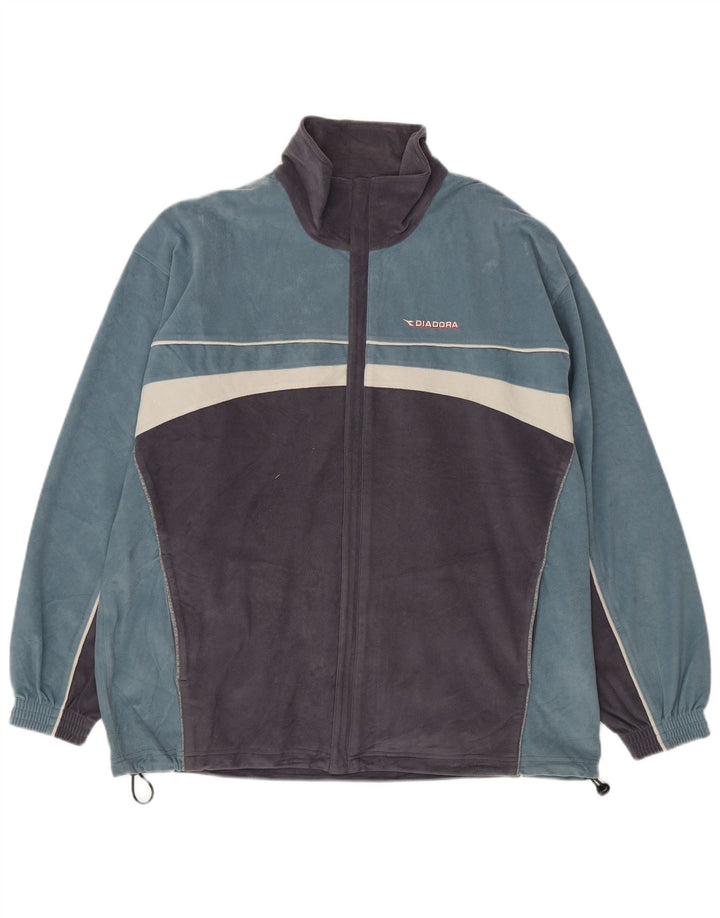 Giacca in pile da uomo Diadora UK 42 XL Blu Colourblock Poliestere