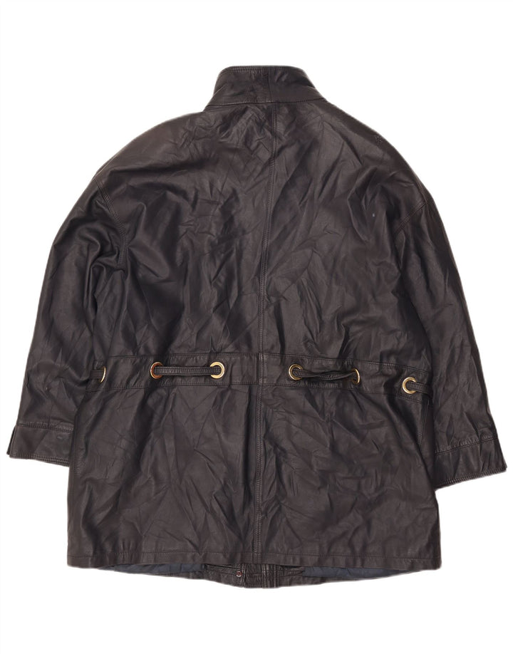 PER ME Giacca in pelle da donna UK 22 2XL Pelle nera