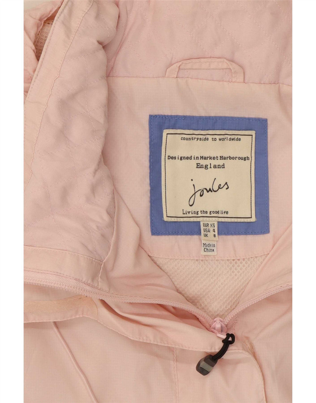 Giacca antipioggia oversize con cappuccio da donna Joules UK 8 piccola rosa