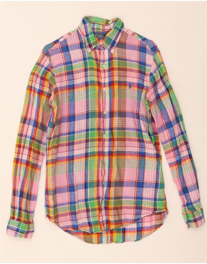 Camicia Polo Ralph Lauren da uomo su misura, piccolo lino a quadri multicolore