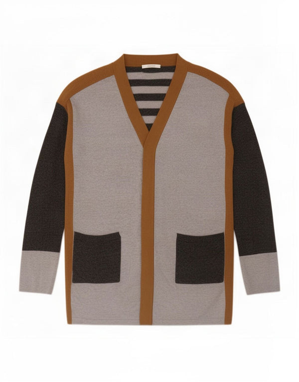 Maglione cardigan aperto con linea lunga da donna White Stuff UK 16 Large Grey Striped