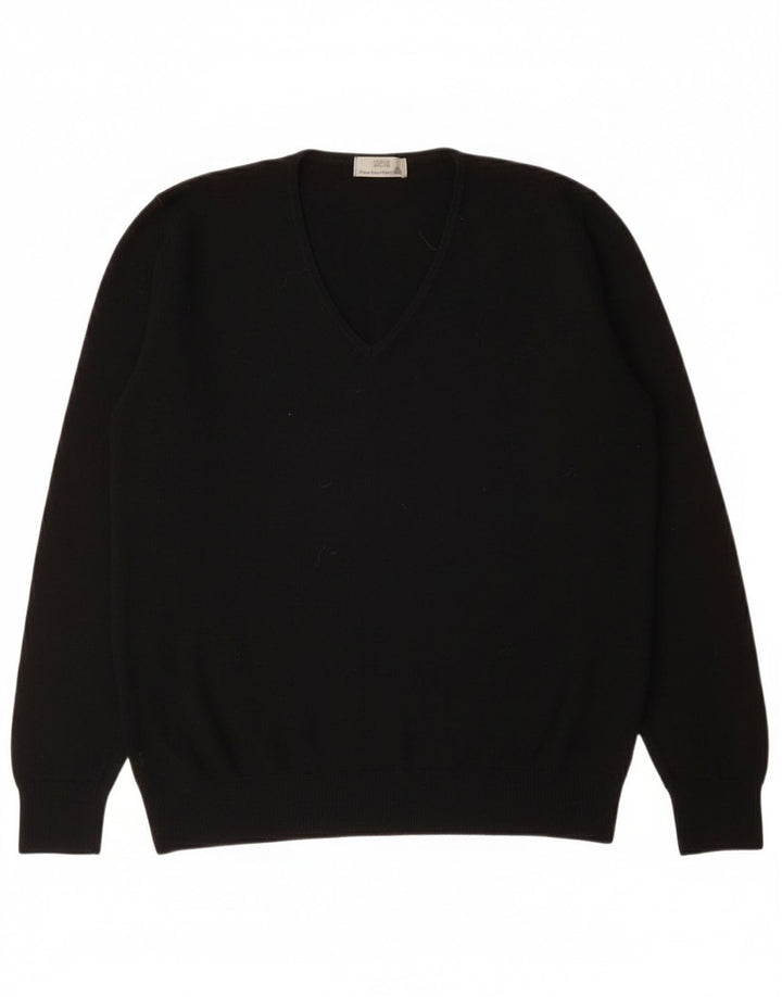 Maglione maglione con scollo a V vestibilità ampia da donna Marks & Spencer UK 14 medio nero