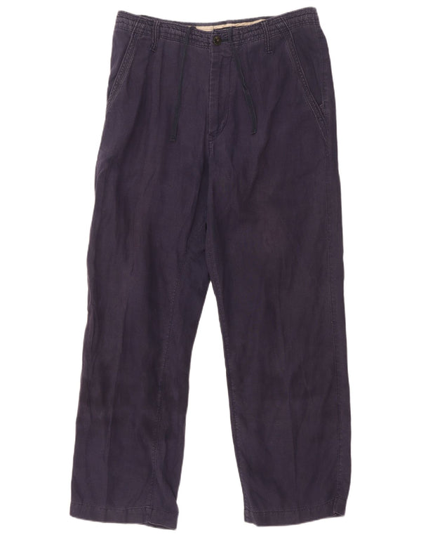 Pantaloni chino dritti da uomo Marks & Spencer W32 L29 Lino blu navy