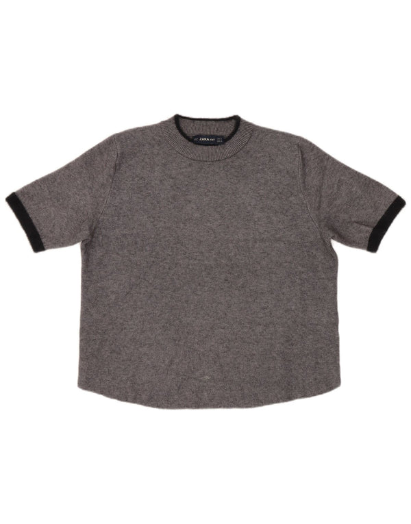 Maglione corto a maniche corte con collo dolcevita da donna Zara UK 10 piccolo grigio