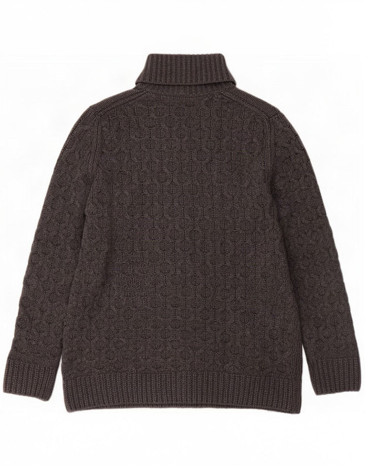 Massimo Dutti Maglione maglione collo alto da donna UK 14 Lana grigio medio
