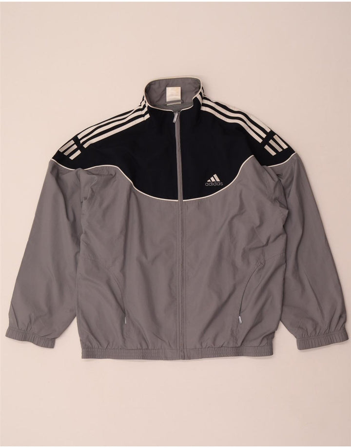 Giacca da tuta da uomo Adidas UK 38/40 Poliestere color block grigio medio