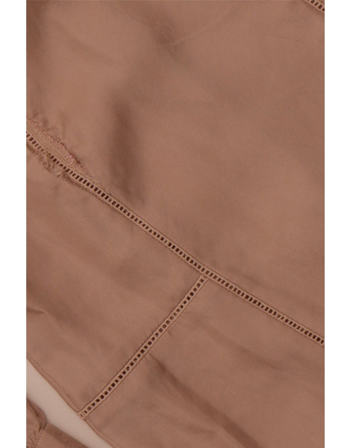 JIGSAW Camicetta da donna con maniche a 3/4 Top UK 10 Small Beige Seta