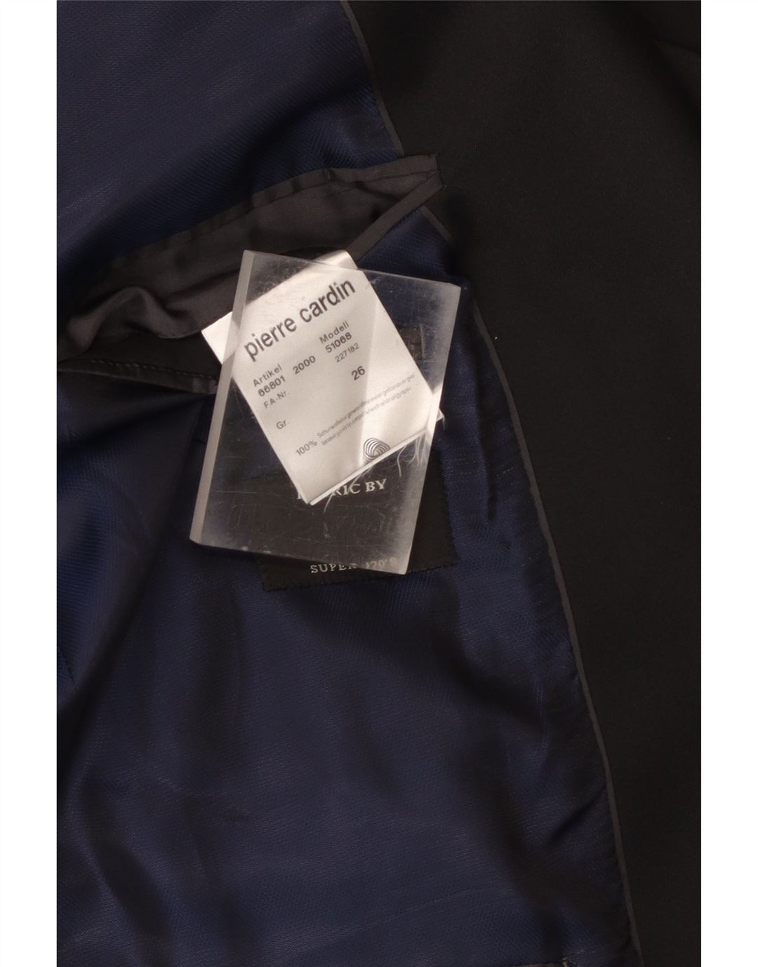 Giacca blazer da uomo a 1 bottone Pierre Cardin UK 40 grande lana vergine nera