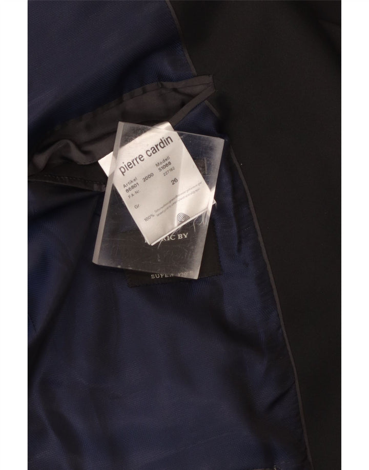 Giacca blazer da uomo a 1 bottone Pierre Cardin UK 40 grande lana vergine nera