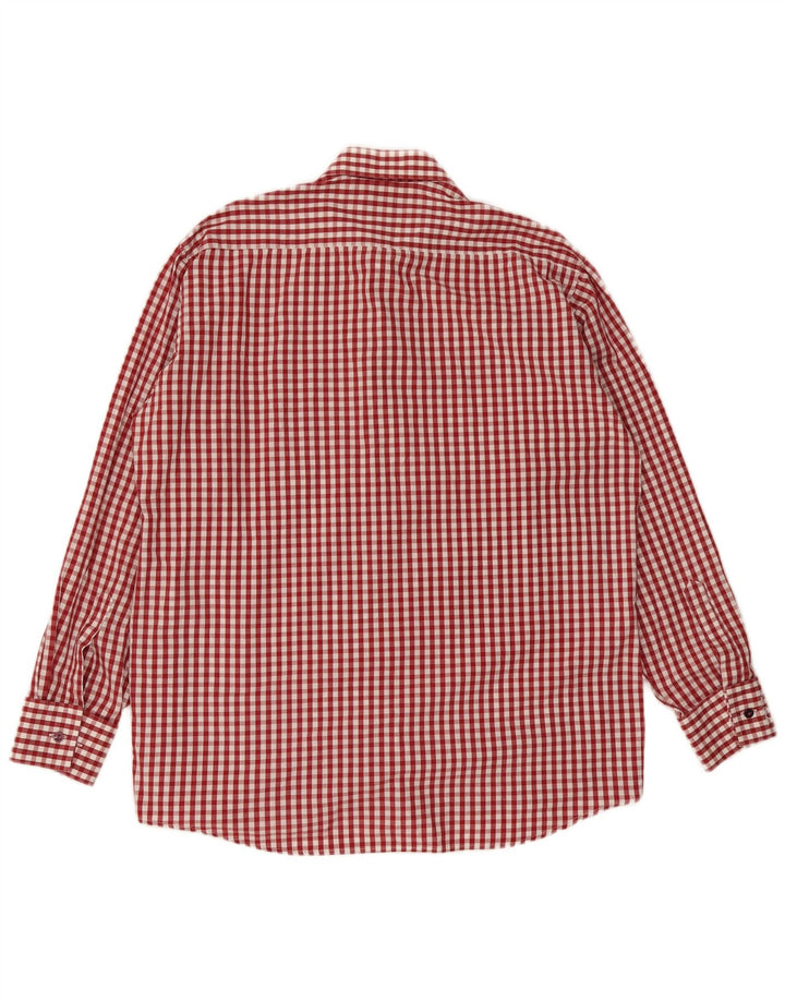 Camicia da uomo Pierre Cardin taglia 41 16 grande cotone a quadretti rossi