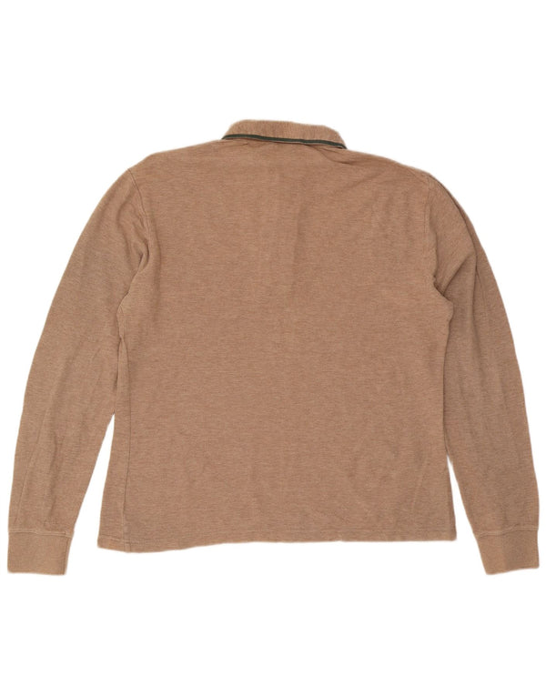 Polo Penguin da uomo Heritage a maniche lunghe slim fit in cotone beige medio