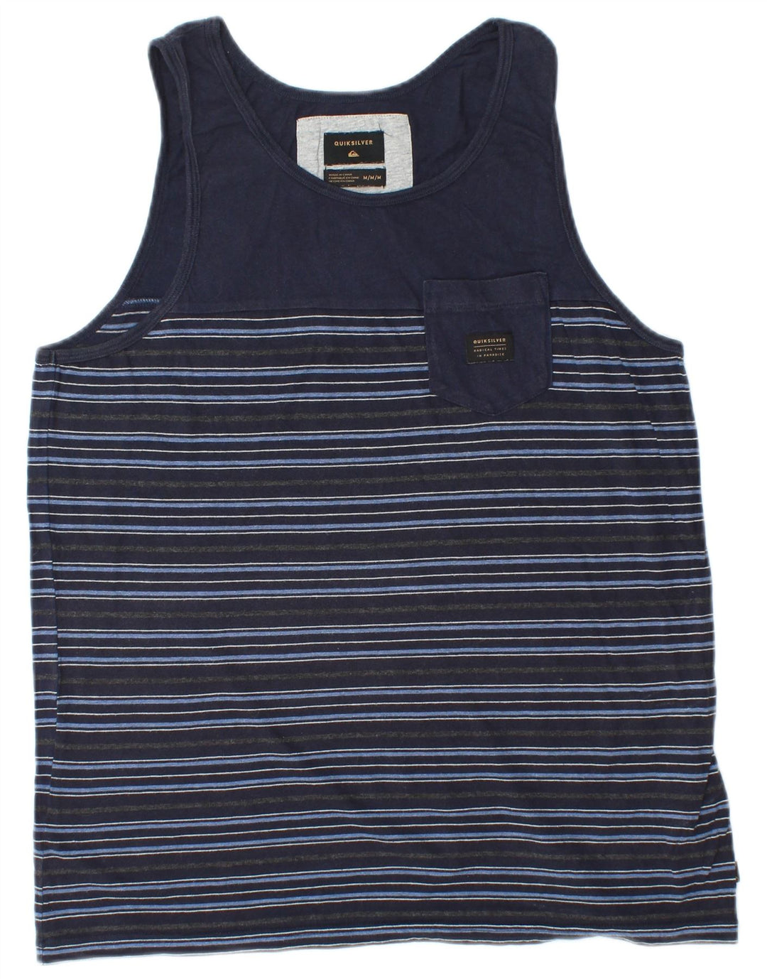 Canotta da uomo QUIKSILVER in cotone a righe medie blu navy
