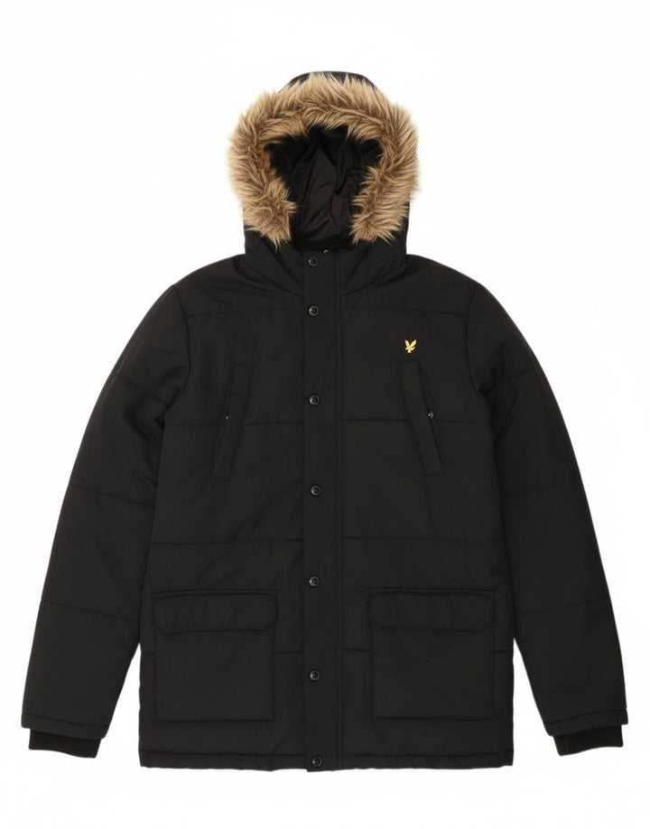 Giacca imbottita con cappuccio Lyle & Scott da bambino 14-15 anni in poliammide nera
