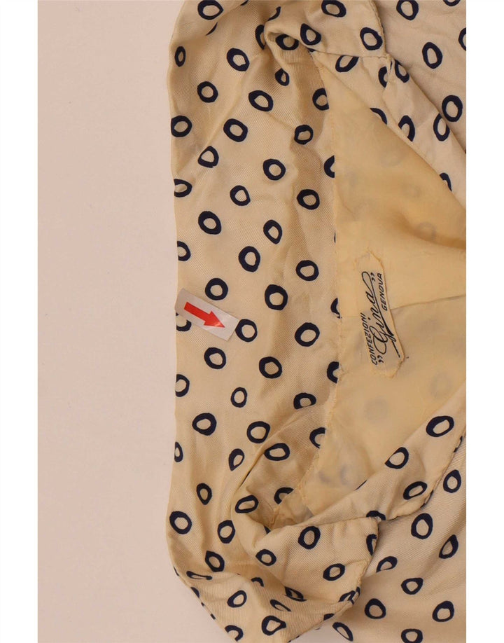 Camicetta vintage da donna corta con maniche a 3/4 UK 12 Beige medio maculato