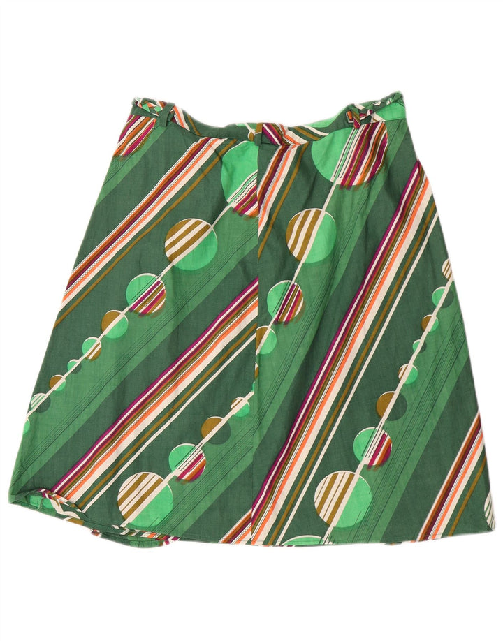 Gonna a trapezio da donna vintage W30 verde medio geometrico