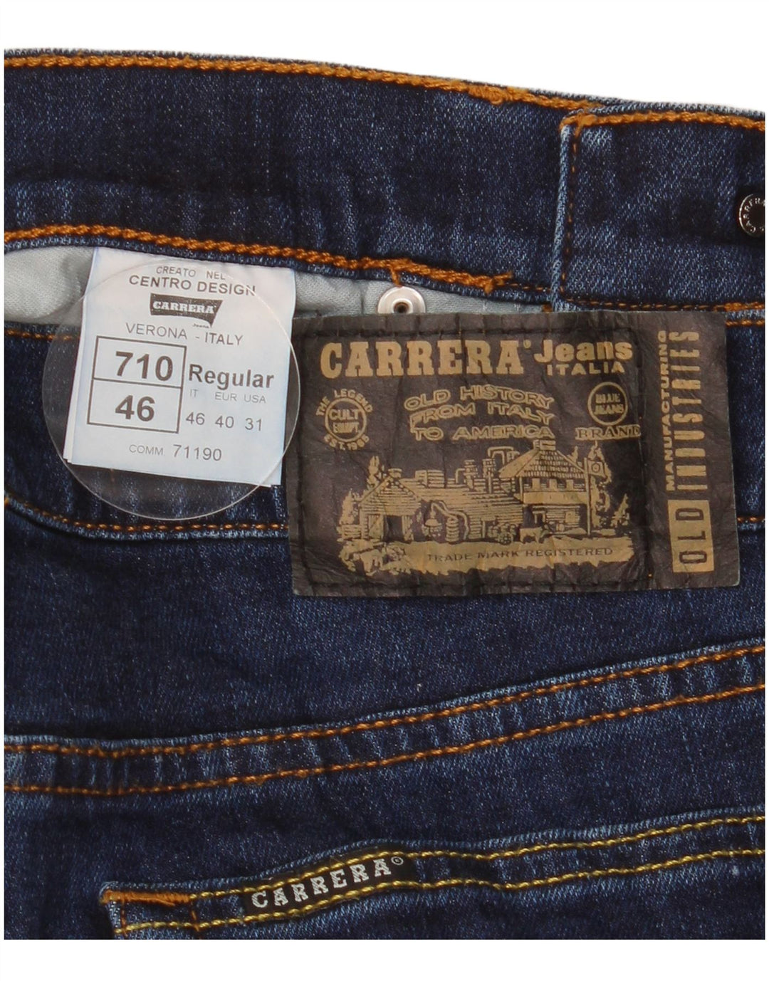 Carrera Uomo 710 Regular Slim Jeans IT 46 Small W31 L33 Blu Navy Cotone
