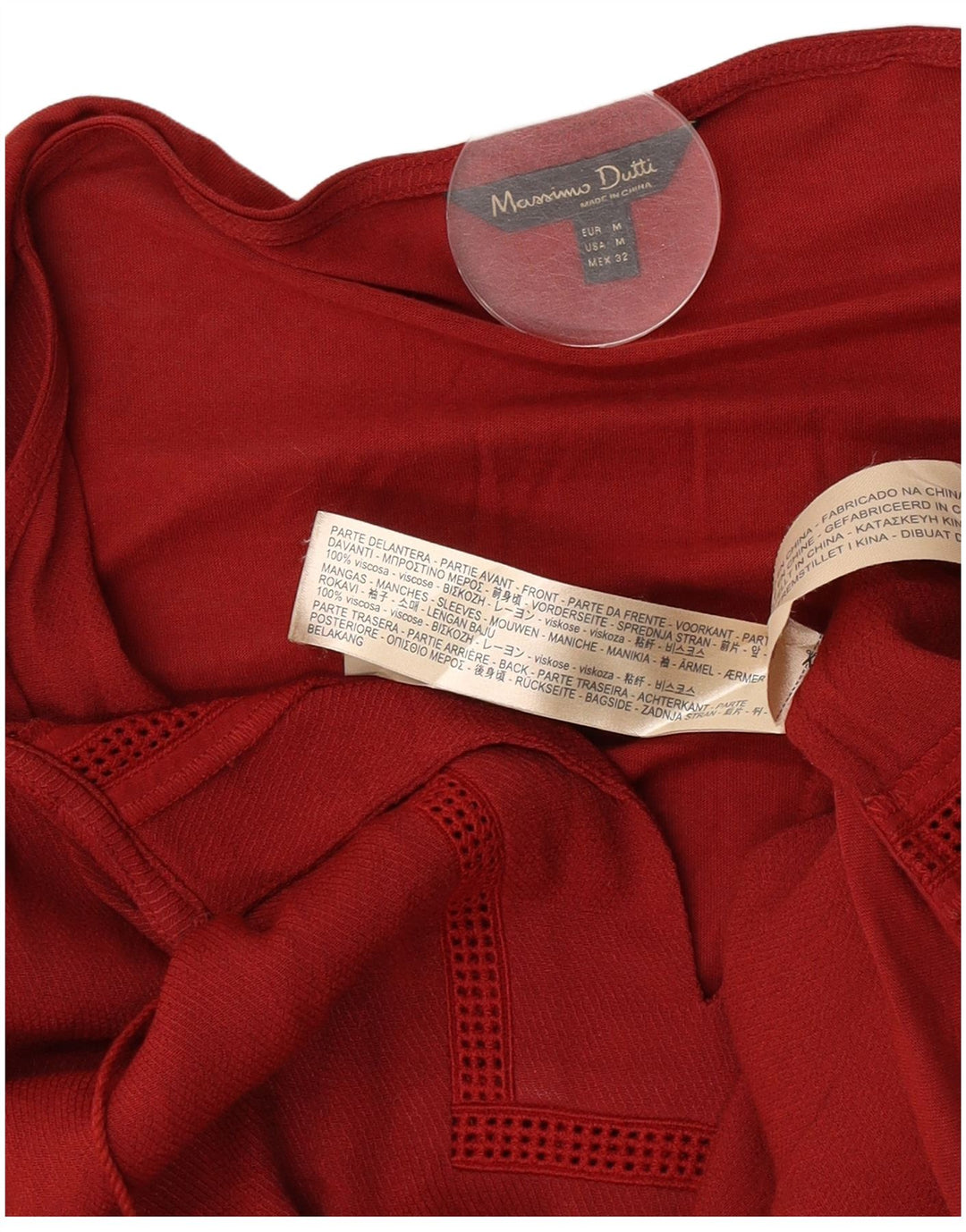 Massimo Dutti Top tunica da donna con maniche a 3/4 UK 14 Viscosa bordeaux media