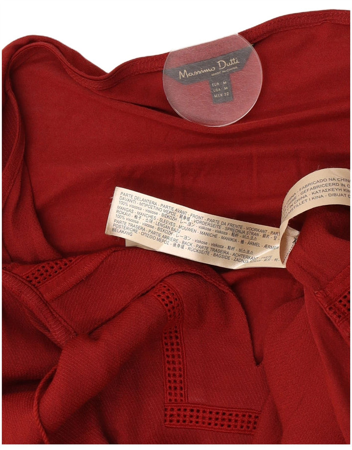 Massimo Dutti Top tunica da donna con maniche a 3/4 UK 14 Viscosa bordeaux media