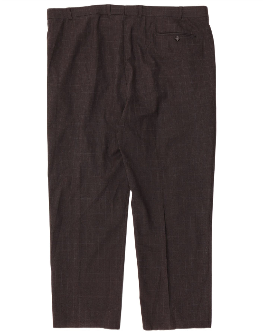 Pantaloni da abito dritti da uomo Marks & Spencer W44 L31 Poliestere a quadri grigi