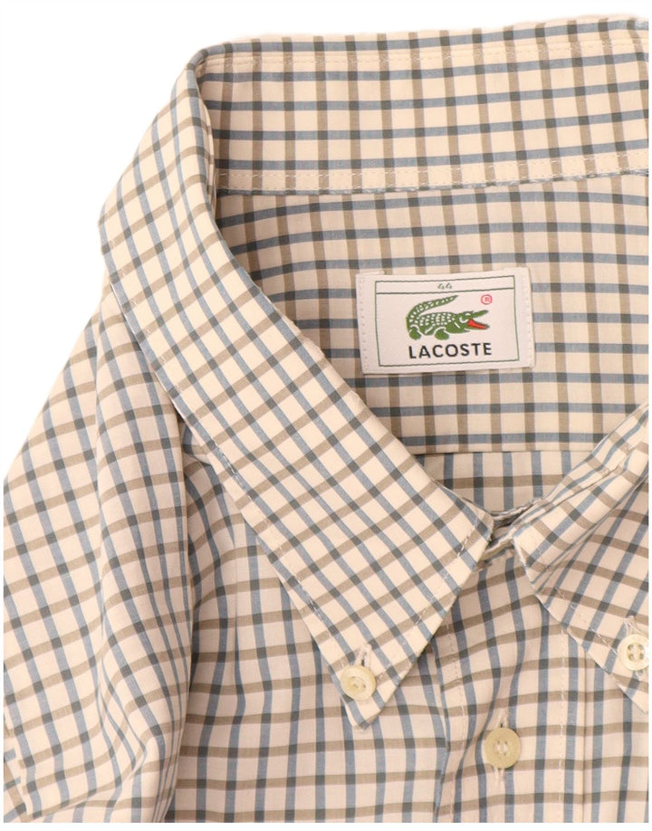 Camicia da uomo Lacoste taglia 44 XL cotone a quadretti bianco