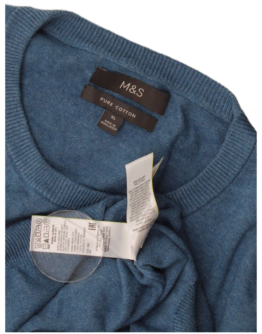 Maglione maglione girocollo da uomo Marks & Spencer XL in cotone blu