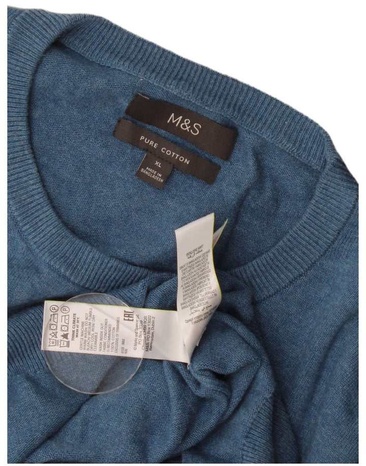 Maglione maglione girocollo da uomo Marks & Spencer XL in cotone blu