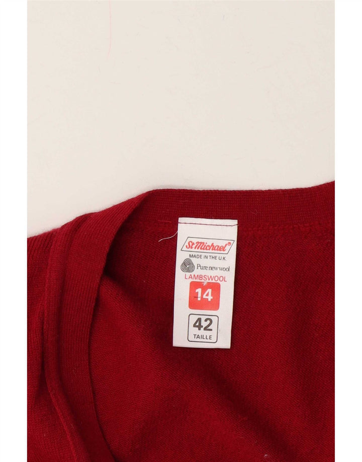 Maglione cardigan da donna St Michael UK 14 grande lana bordeaux