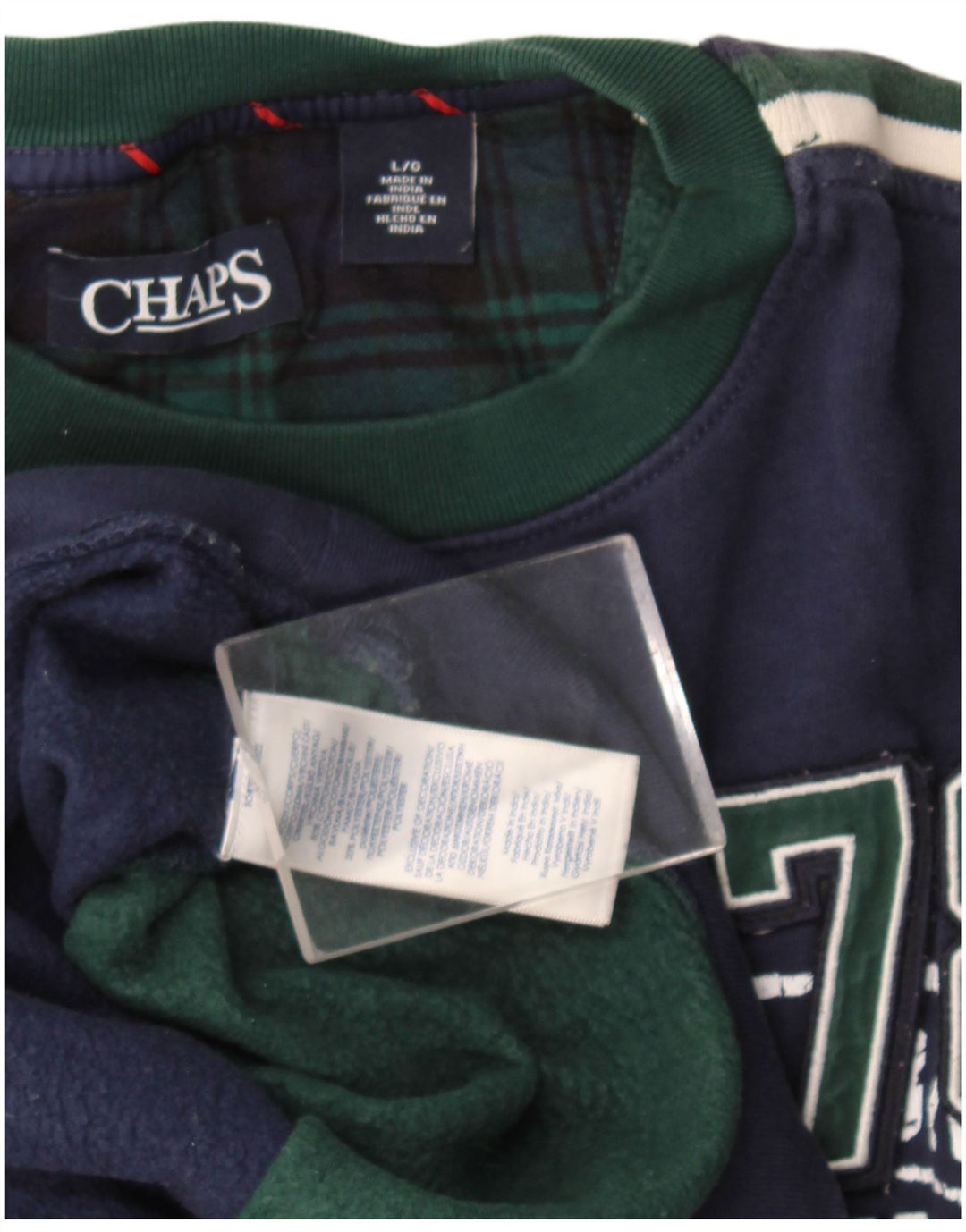 Felpa grafica da uomo Chaps, maglione grande, cotone color block blu navy