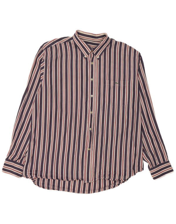 Camicia da uomo Lacoste taglia 46 2XL cotone a righe blu navy