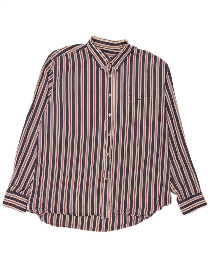 Camicia da uomo Lacoste taglia 46 2XL cotone a righe blu navy