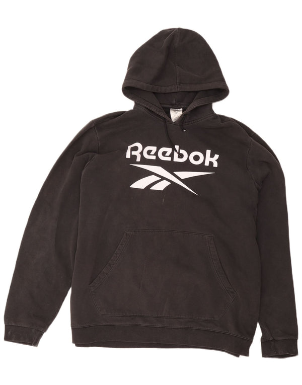 Felpa con cappuccio grafica da uomo Reebok 2XL in cotone nero