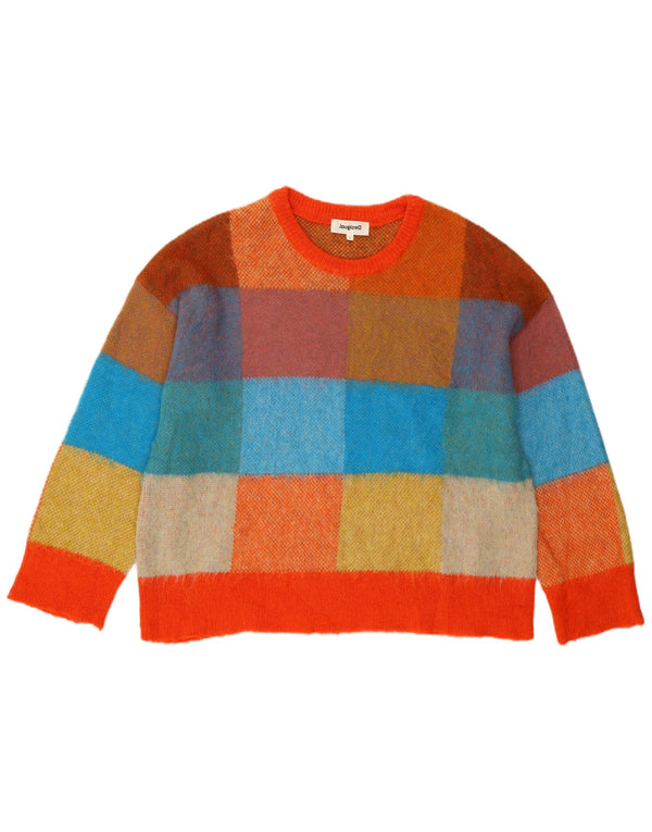Desigual Donna Maglione Girocollo Maglione UK 16 Grande Acrilico Multicolore
