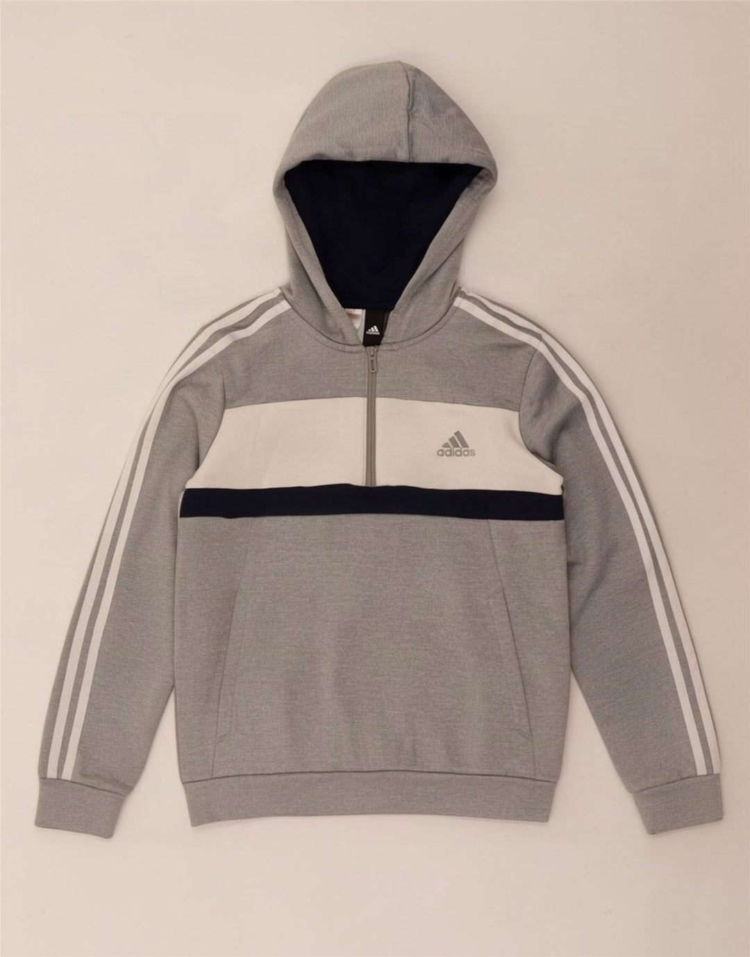 Felpa con cappuccio da ragazzo Adidas 11-12 anni Poliestere color block grigio