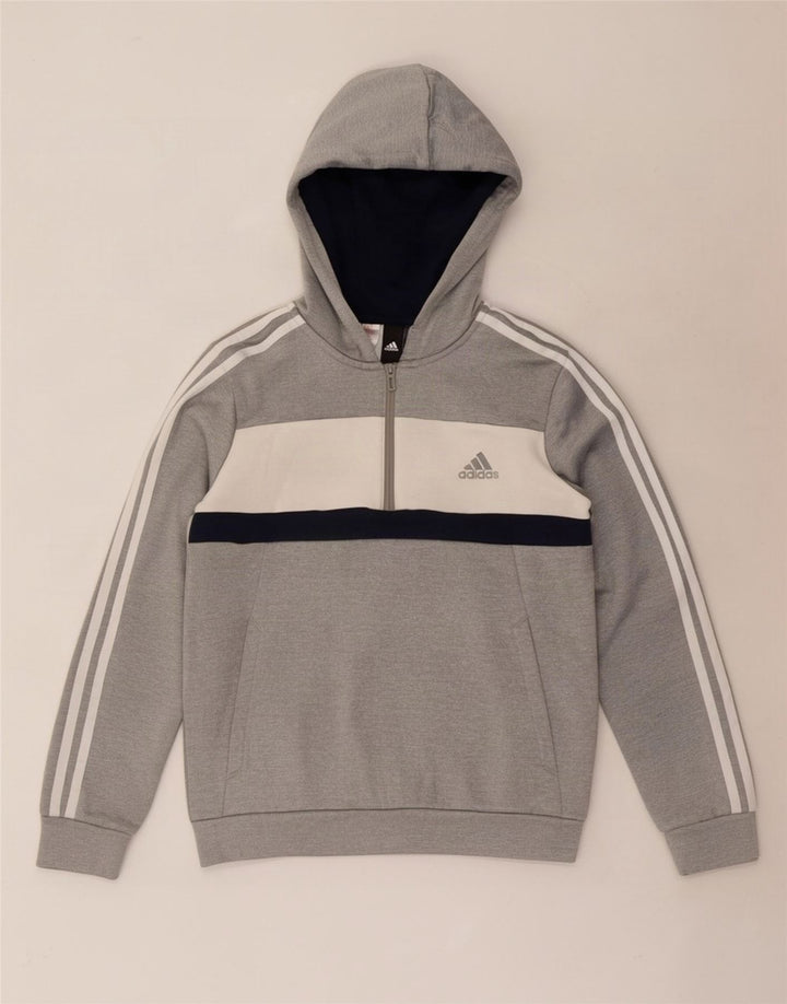 Felpa con cappuccio da ragazzo Adidas 11-12 anni Poliestere color block grigio