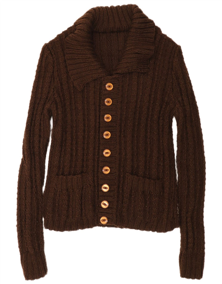 Maglione cardigan da donna vintage UK 18 XL Marrone