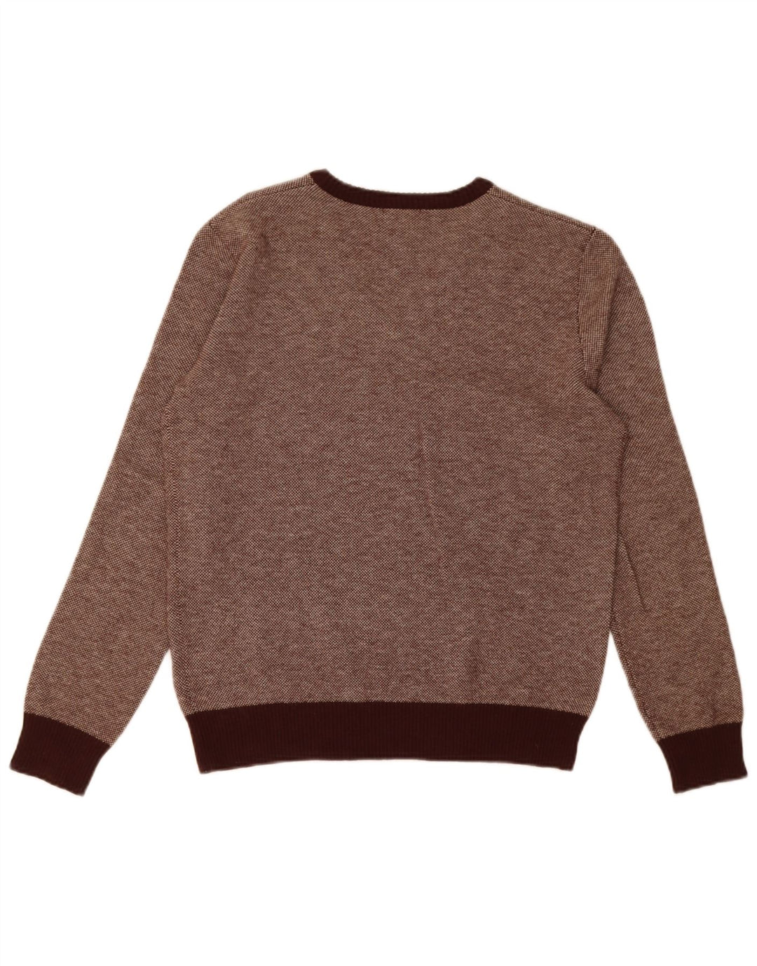 Maglione da uomo con scollo a V Carrera in lana screziata marrone medio