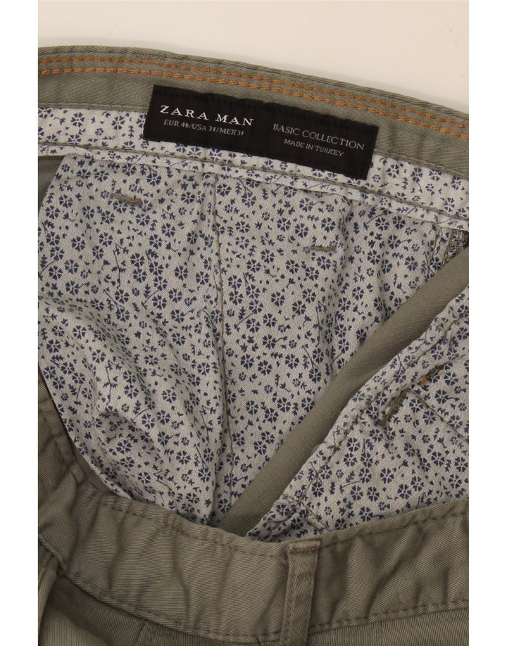 ZARA Mens Straight Capri Trousers W31 L20 Khaki Vintage Zara and Second-Hand Zara from Messina Hembry 