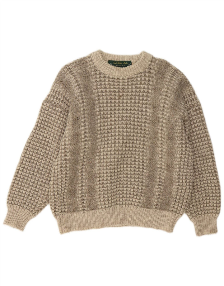 Maglione da uomo con scollo a barca Killarney UK 40 Lana nuova beige medio