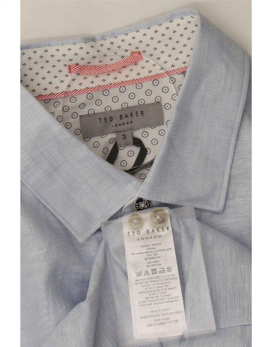 Ted Baker Camicia da uomo Taglia 3 Lino screziato blu medio